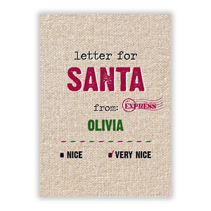 Letters to Santa Personalised Greetings Card