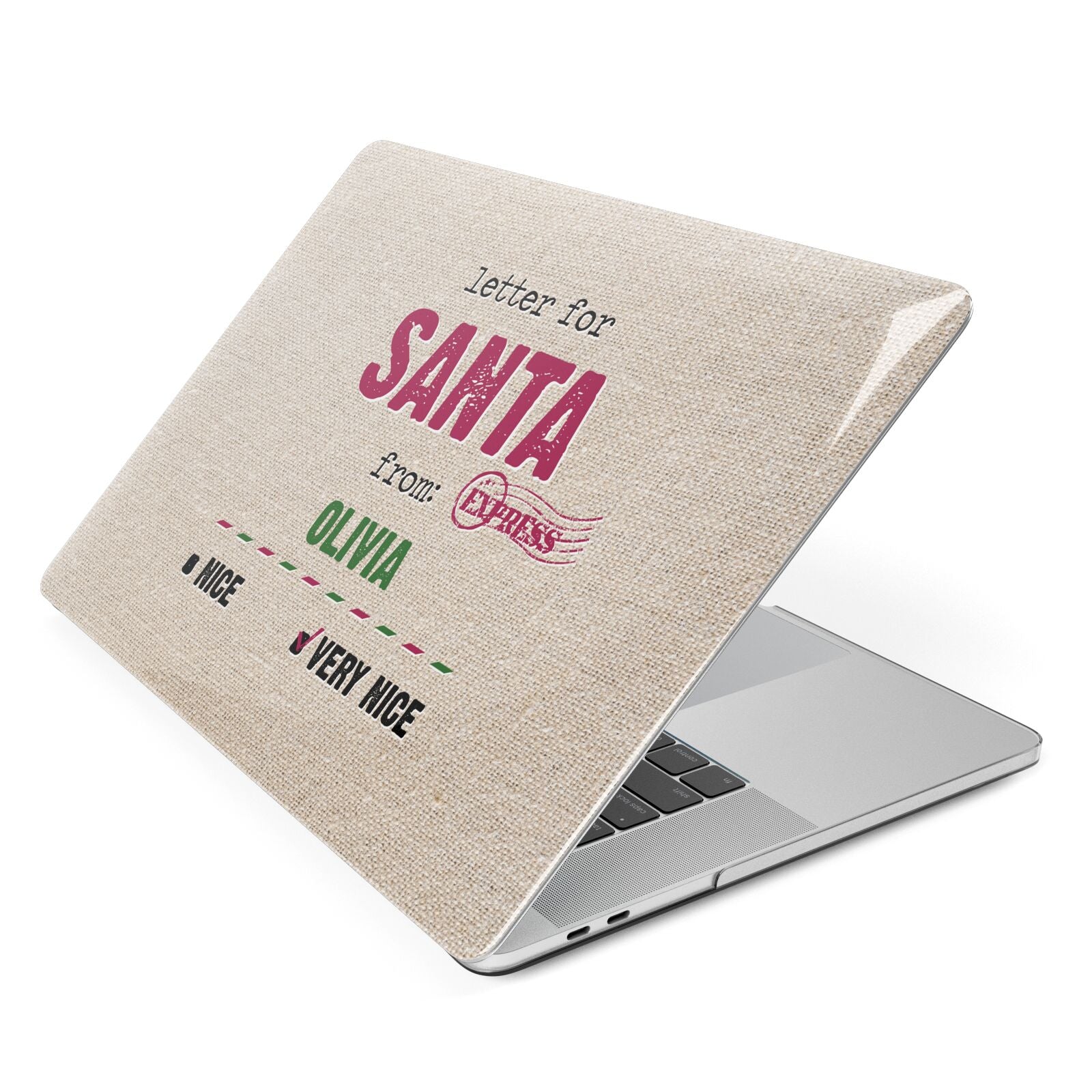 Letters to Santa Personalised Apple MacBook Case Side View