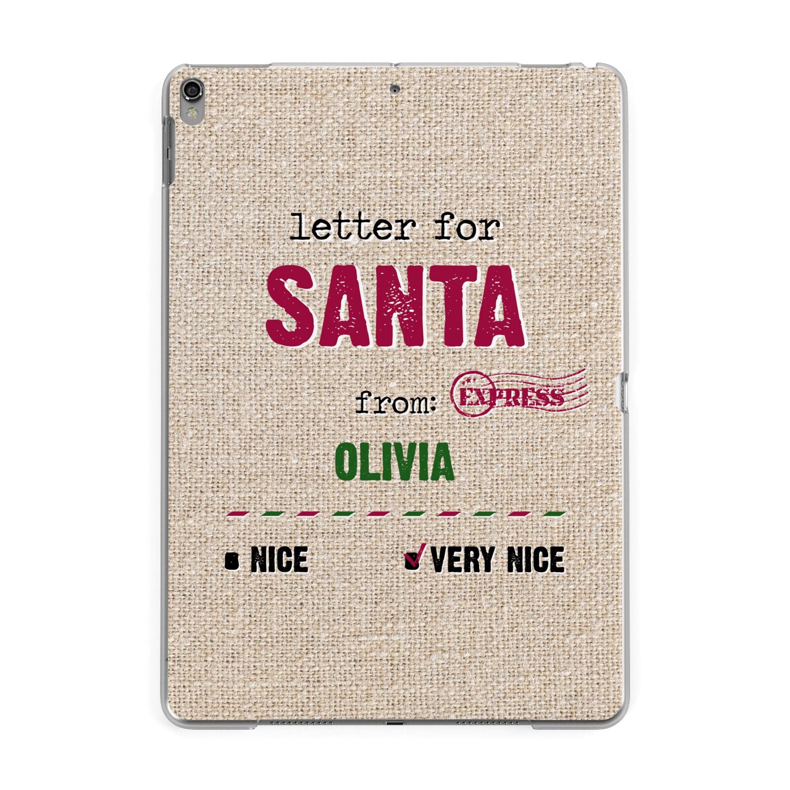Letters to Santa Personalised Apple iPad Grey Case