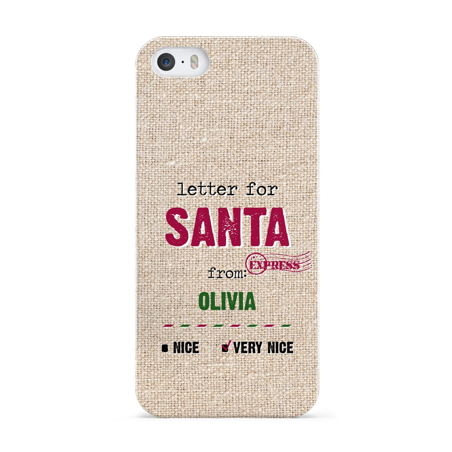 Letters to Santa Personalised Apple iPhone 5 Case