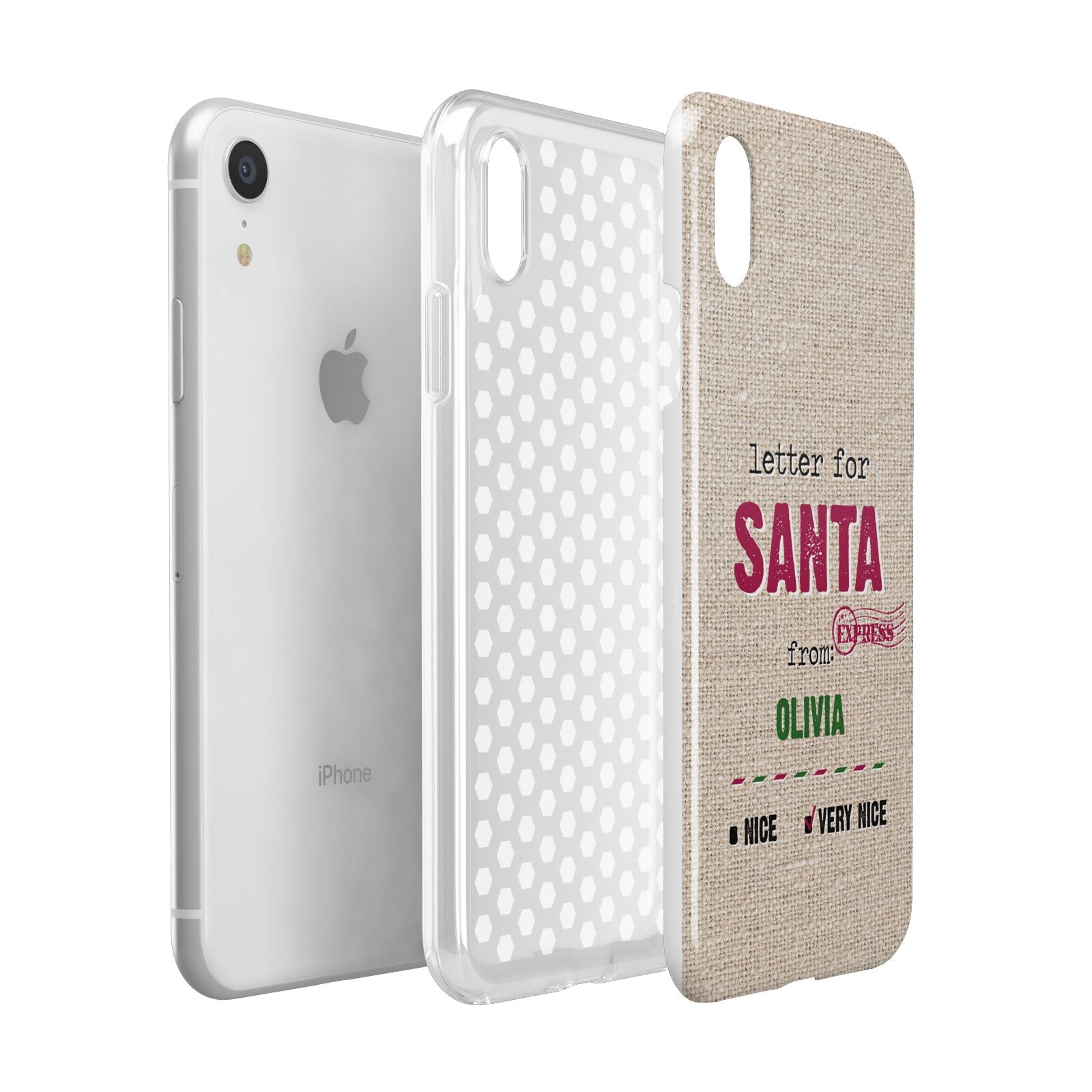 Letters to Santa Personalised Apple iPhone XR White 3D Tough Case Expanded view
