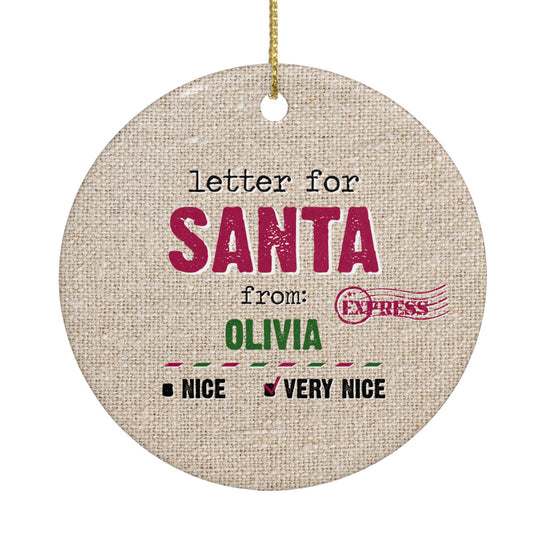 Letters to Santa Personalised Circle Decoration