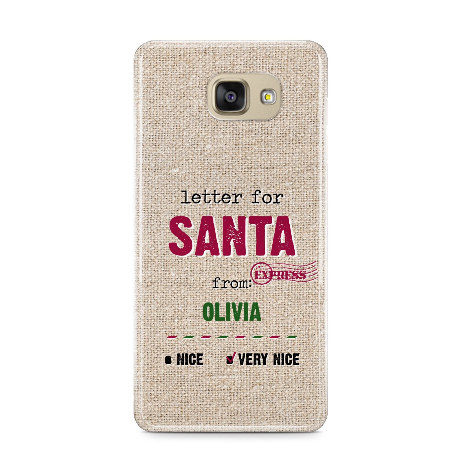 Letters to Santa Personalised Samsung Galaxy A9 2016 Case on gold phone