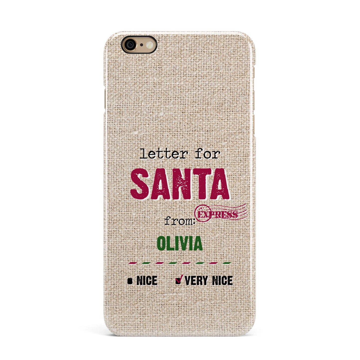 Letters to Santa Personalised iPhone 6 Plus 3D Snap Case on Gold Phone