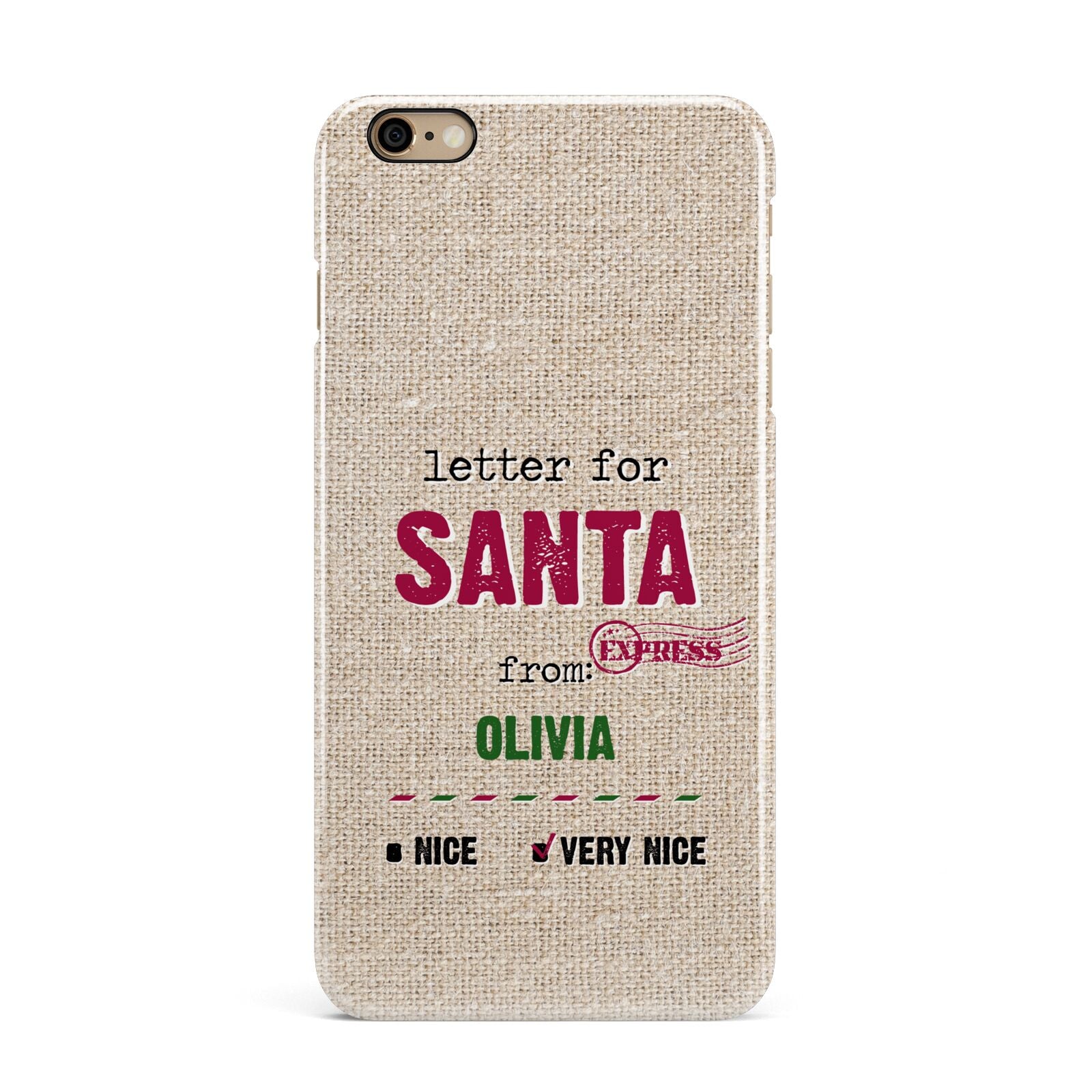 Letters to Santa Personalised iPhone 6 Plus 3D Snap Case on Gold Phone