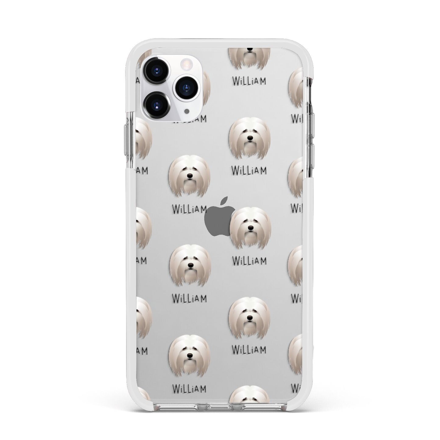 Lhasa Apso Icon with Name Apple iPhone 11 Pro Max in Silver with White Impact Case