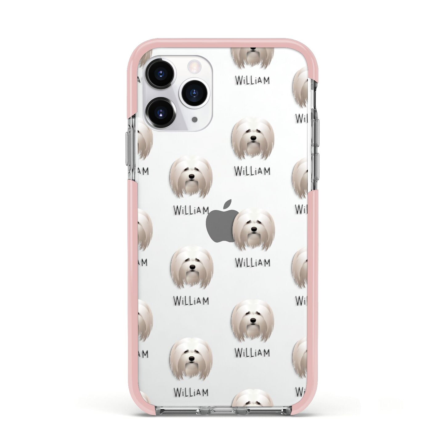Lhasa Apso Icon with Name Apple iPhone 11 Pro in Silver with Pink Impact Case