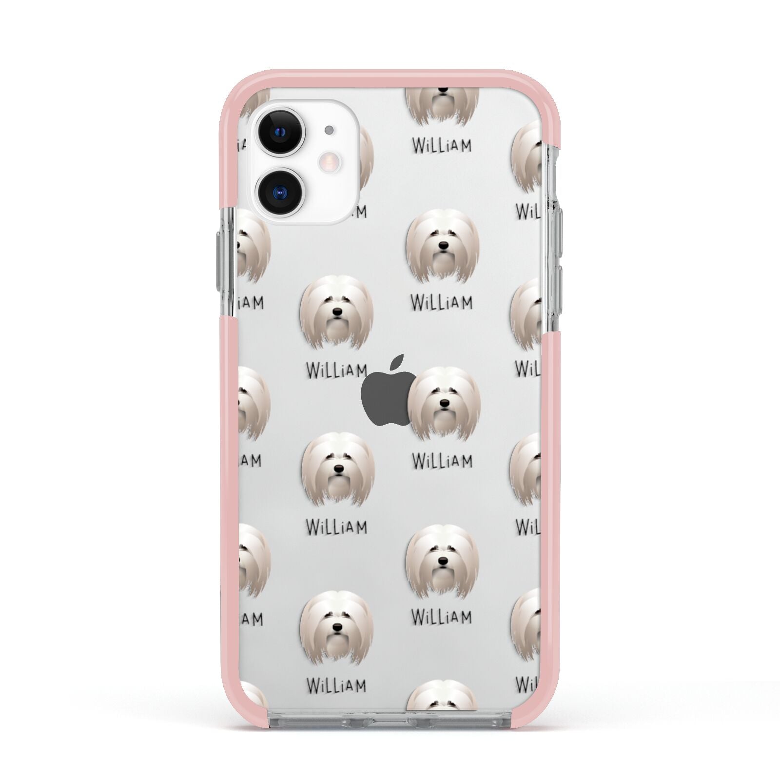 Lhasa Apso Icon with Name Apple iPhone 11 in White with Pink Impact Case