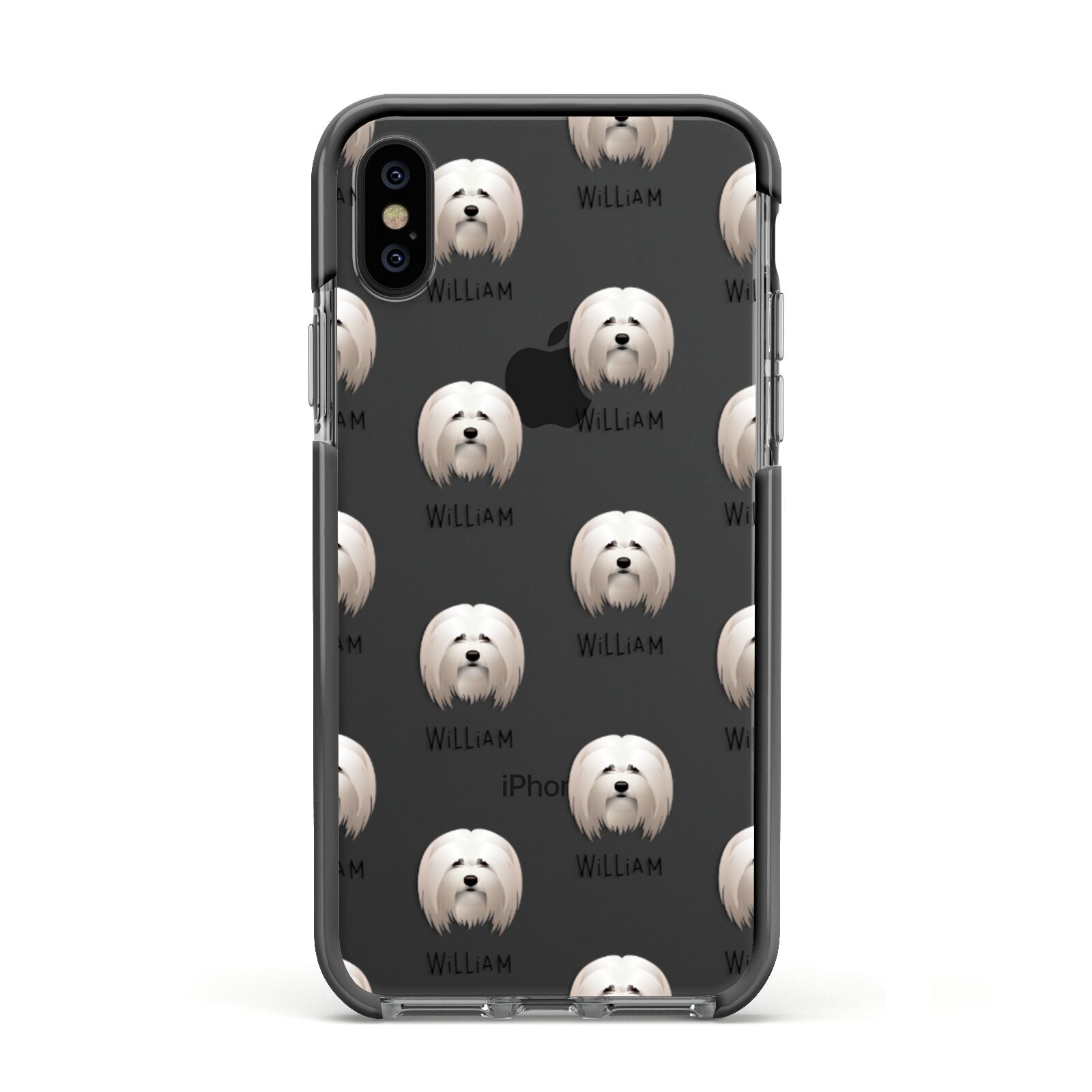Lhasa Apso Icon with Name Apple iPhone Xs Impact Case Black Edge on Black Phone
