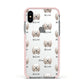 Lhasa Apso Icon with Name Apple iPhone Xs Impact Case Pink Edge on Silver Phone
