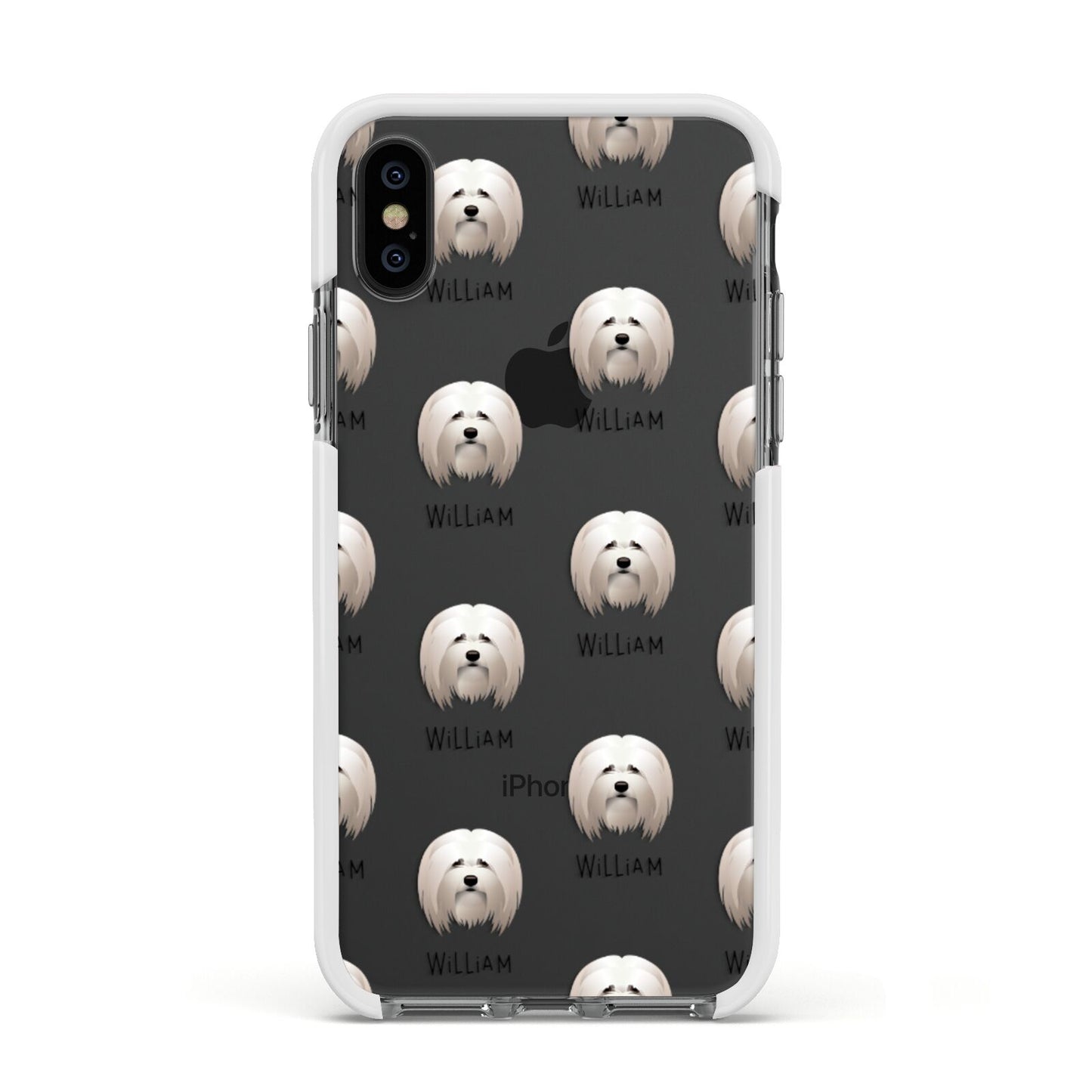 Lhasa Apso Icon with Name Apple iPhone Xs Impact Case White Edge on Black Phone