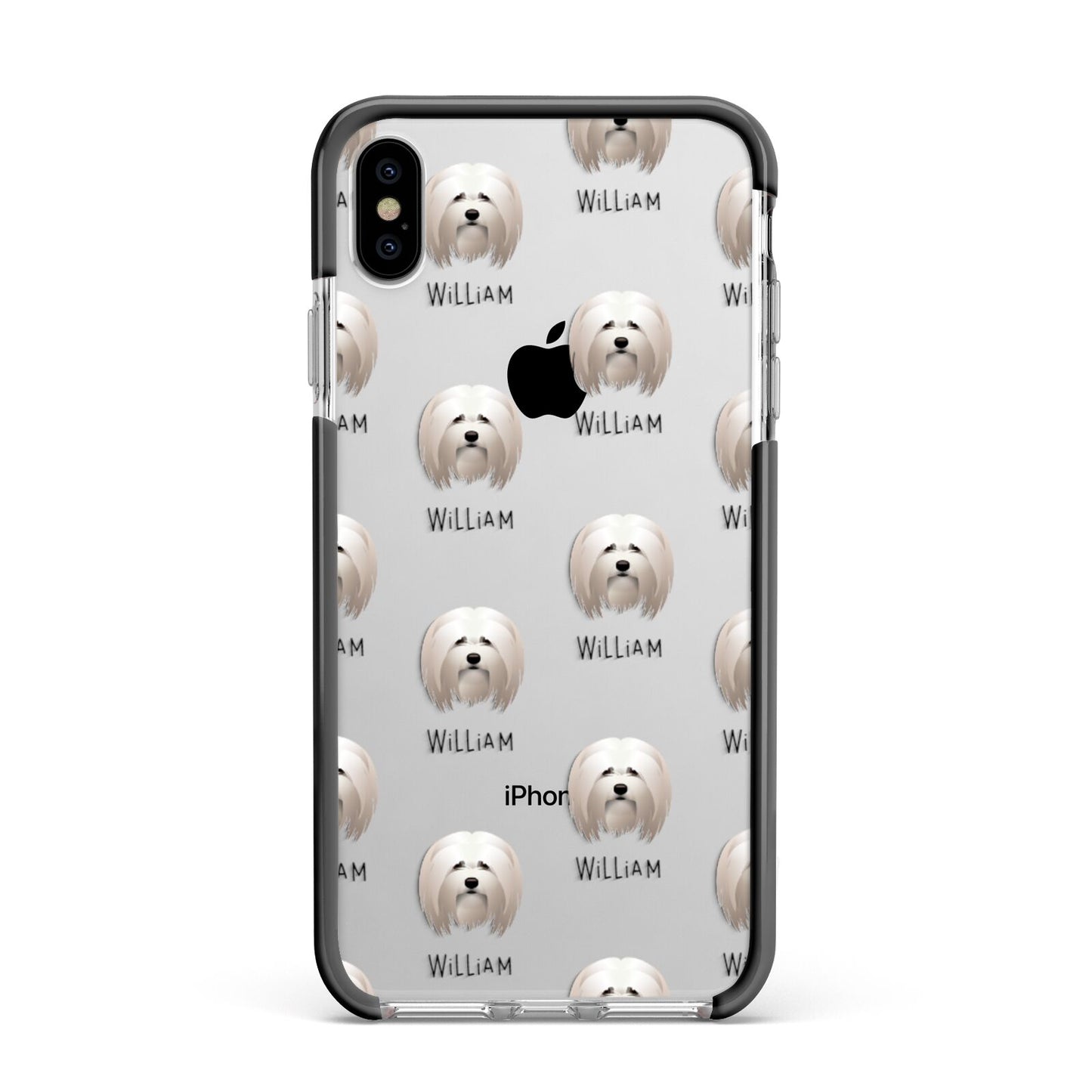 Lhasa Apso Icon with Name Apple iPhone Xs Max Impact Case Black Edge on Silver Phone