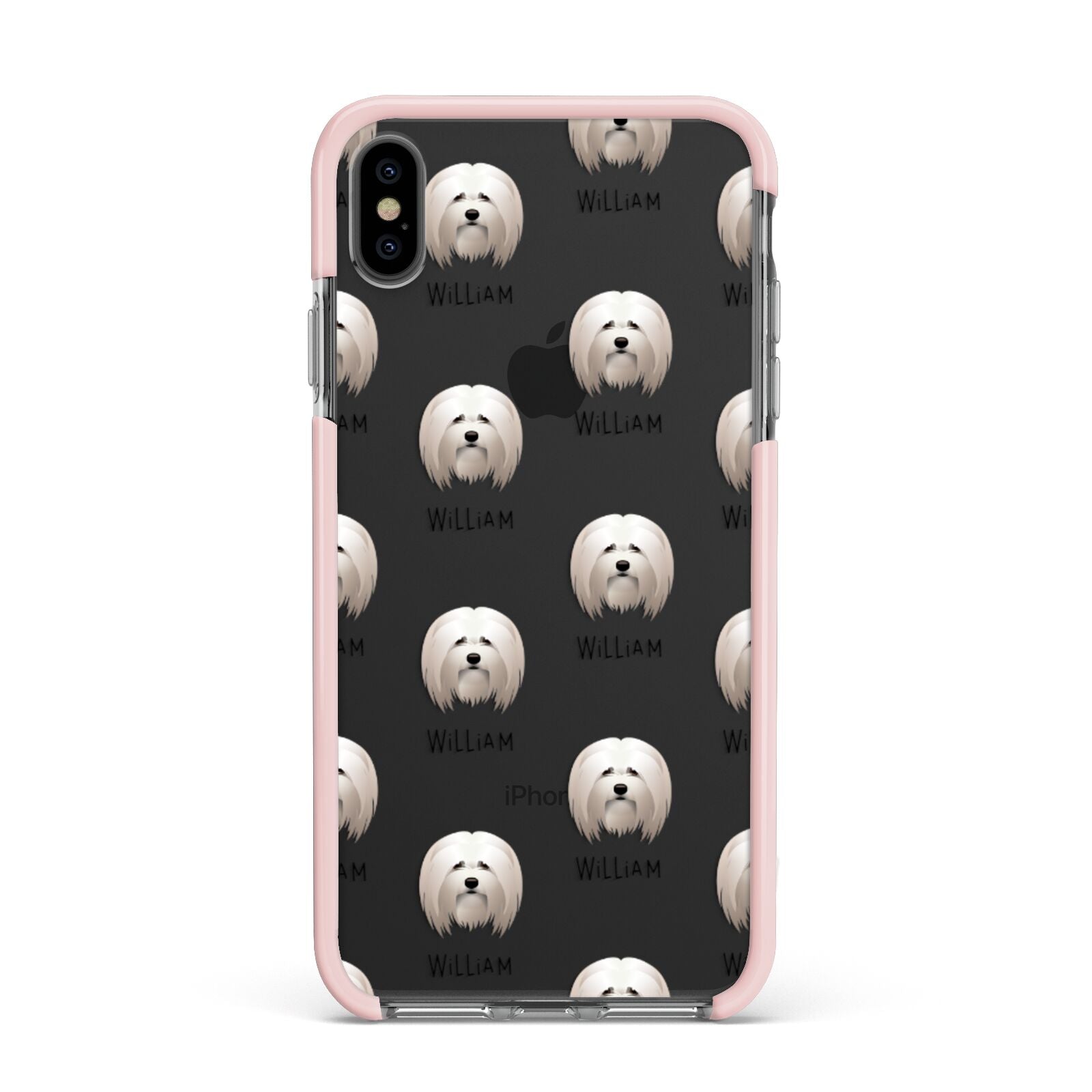 Lhasa Apso Icon with Name Apple iPhone Xs Max Impact Case Pink Edge on Black Phone