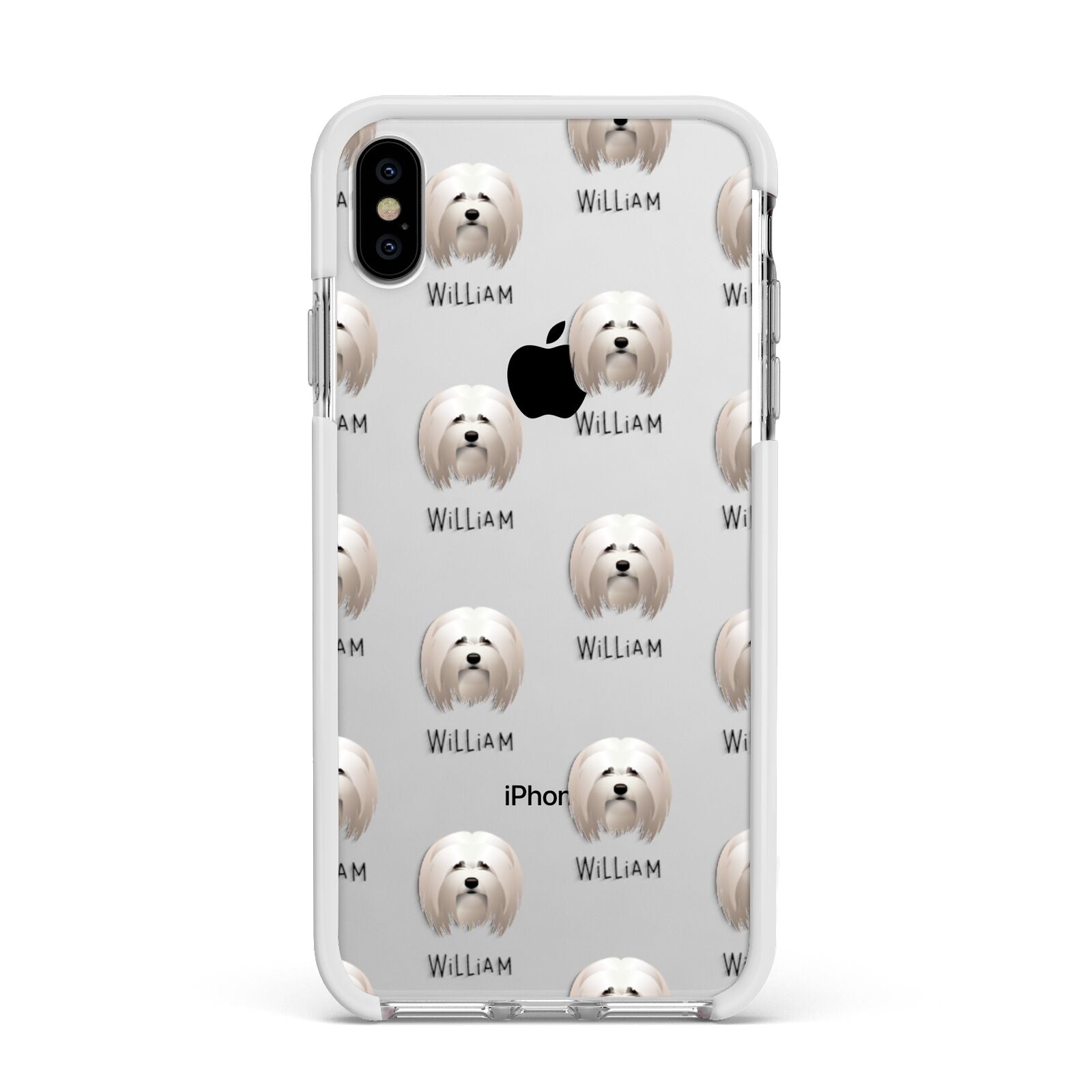 Lhasa Apso Icon with Name Apple iPhone Xs Max Impact Case White Edge on Silver Phone