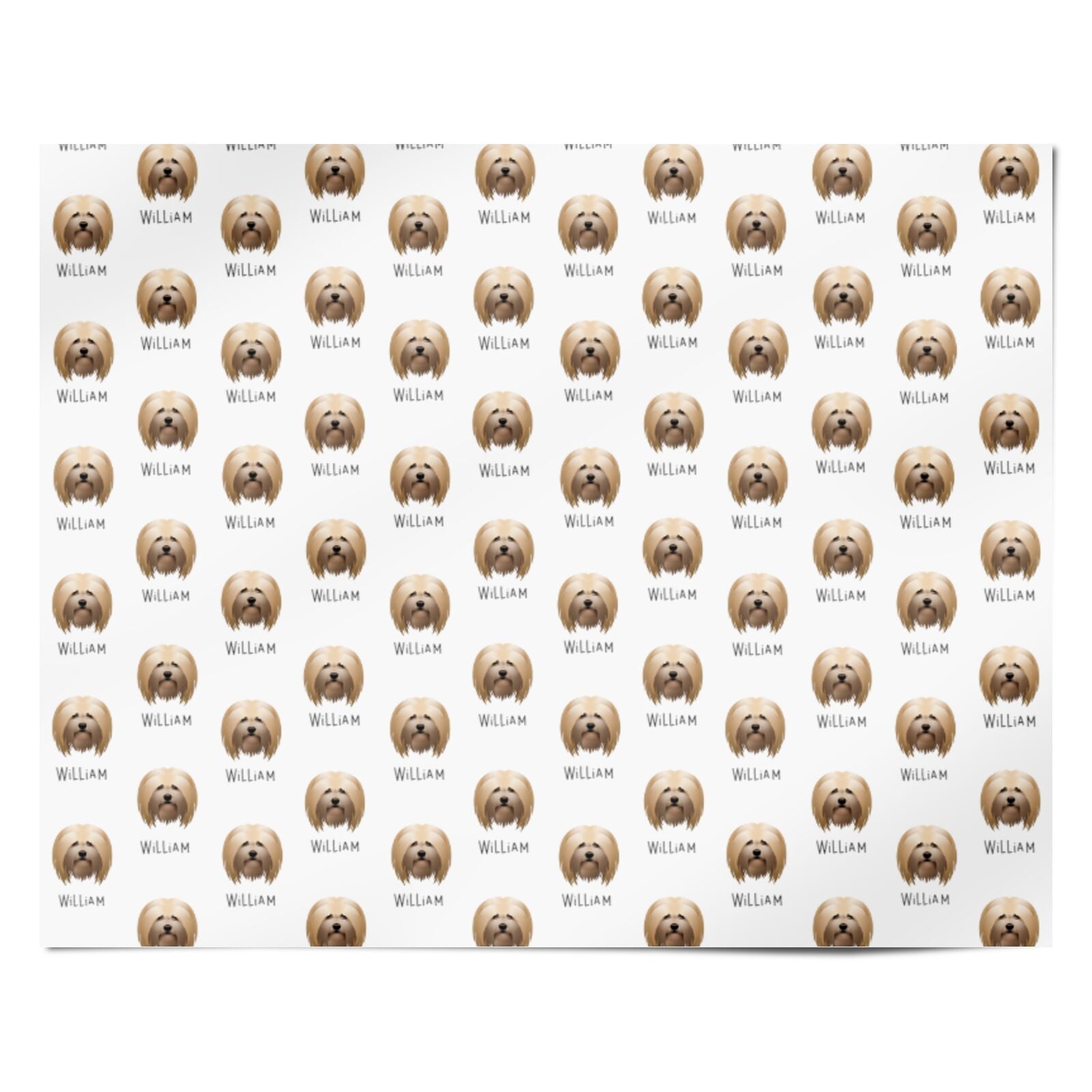 Lhasa Apso Icon with Name Personalised Wrapping Paper Alternative
