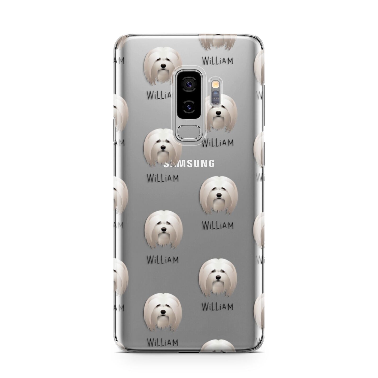 Lhasa Apso Icon with Name Samsung Galaxy S9 Plus Case on Silver phone