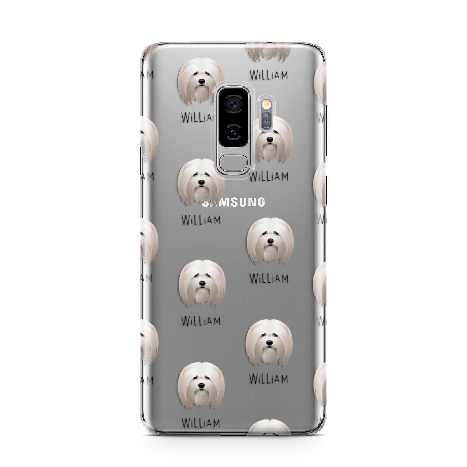 Lhasa Apso Icon with Name Samsung Galaxy S9 Plus Case on Silver phone