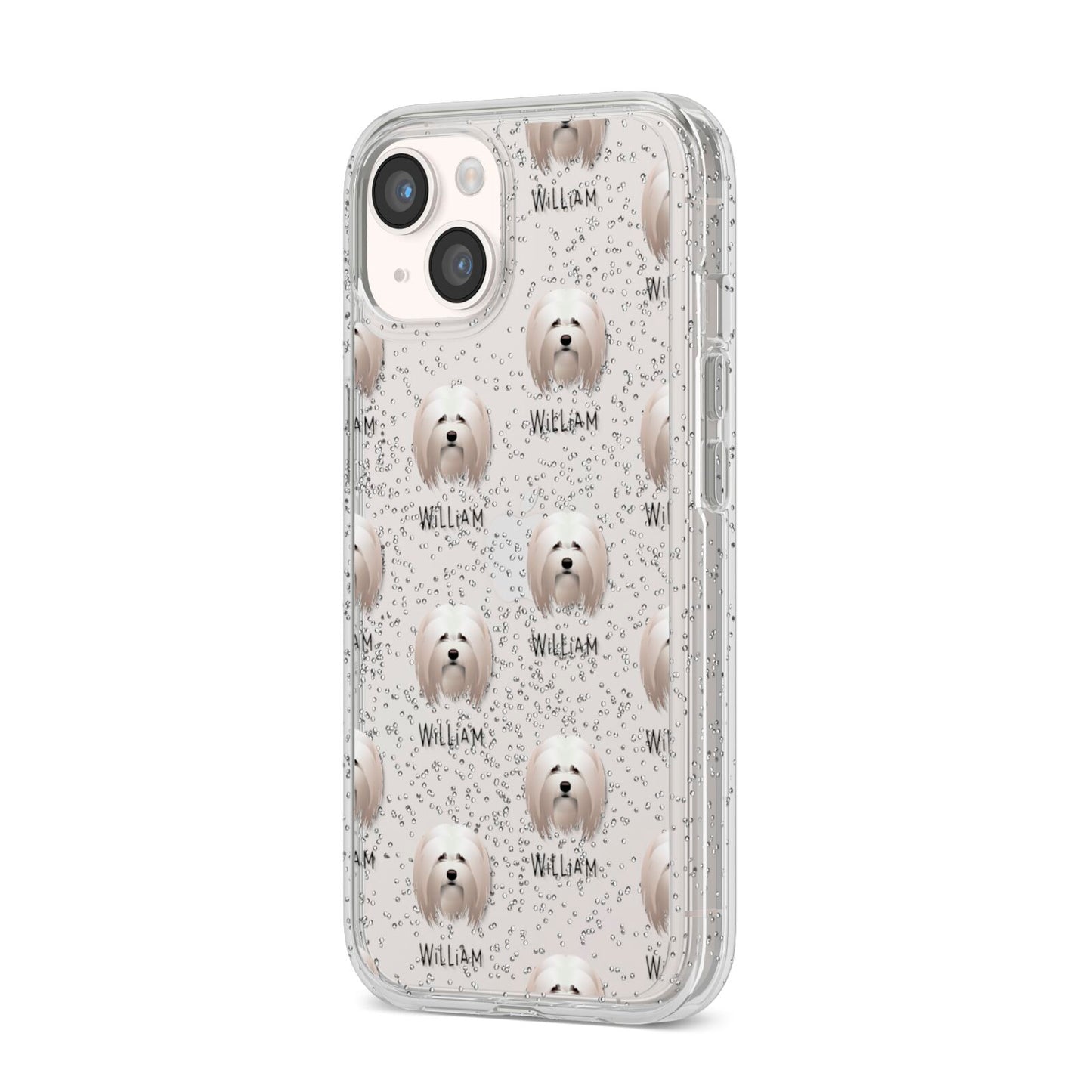 Lhasa Apso Icon with Name iPhone 14 Glitter Tough Case Starlight Angled Image