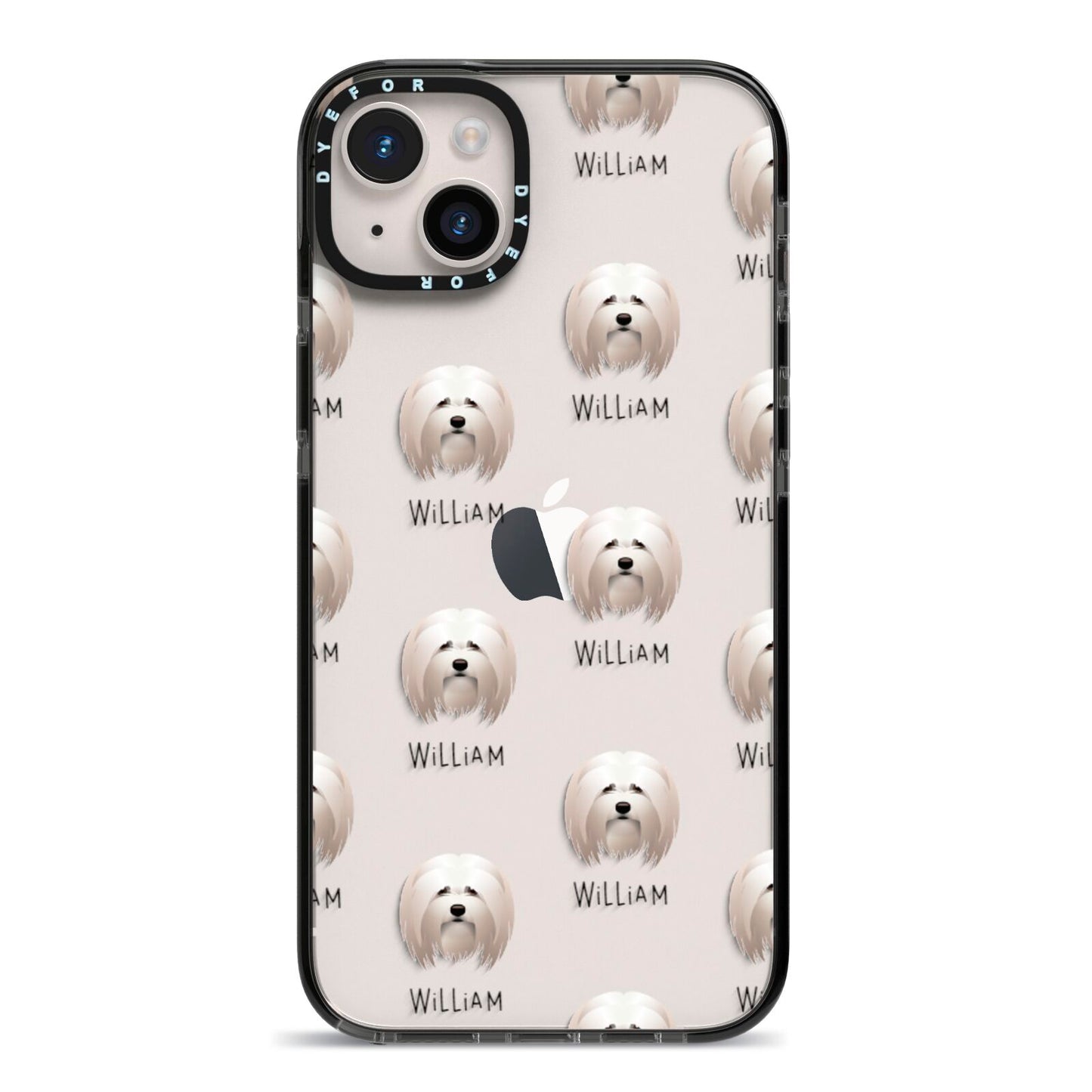 Lhasa Apso Icon with Name iPhone 14 Plus Black Impact Case on Silver phone