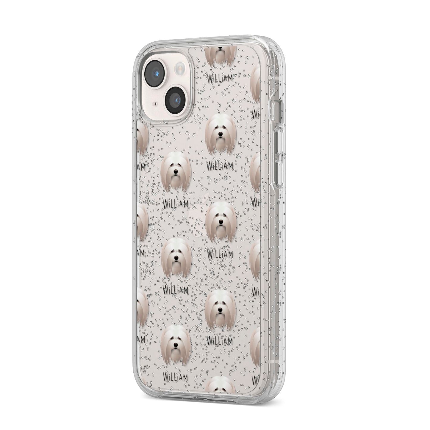 Lhasa Apso Icon with Name iPhone 14 Plus Glitter Tough Case Starlight Angled Image