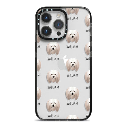 Lhasa Apso Icon with Name iPhone 14 Pro Max Black Impact Case on Silver phone