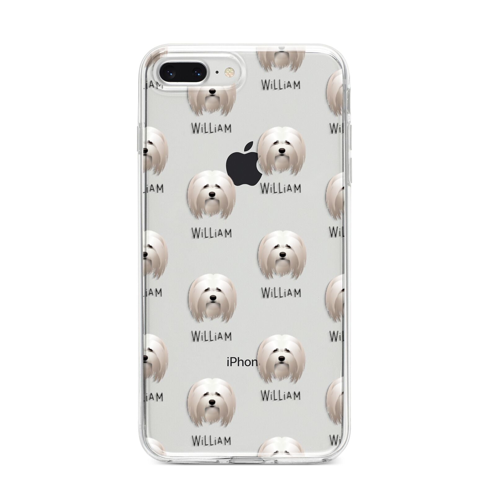 Lhasa Apso Icon with Name iPhone 8 Plus Bumper Case on Silver iPhone