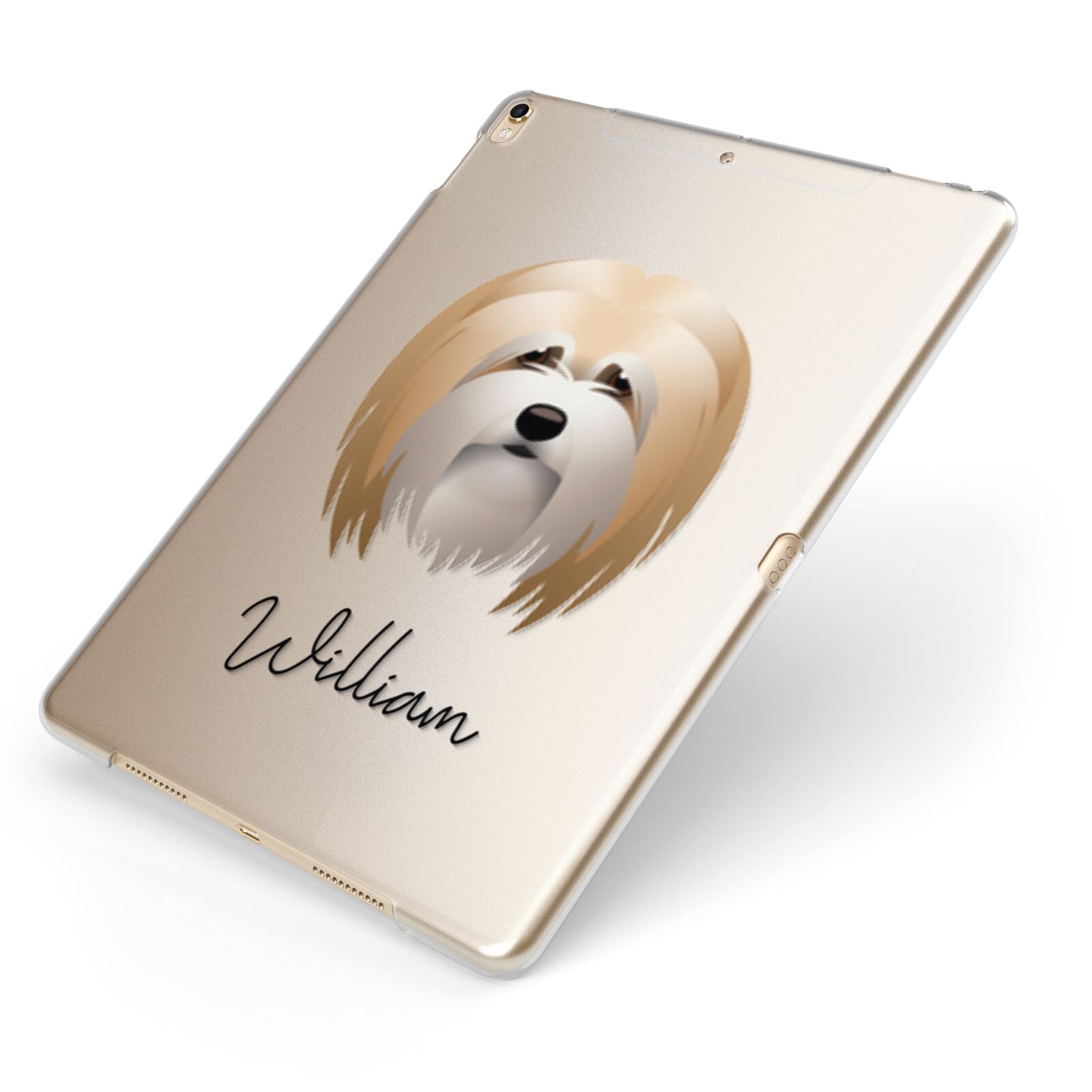 Lhasa Apso Personalised Apple iPad Case on Gold iPad Side View