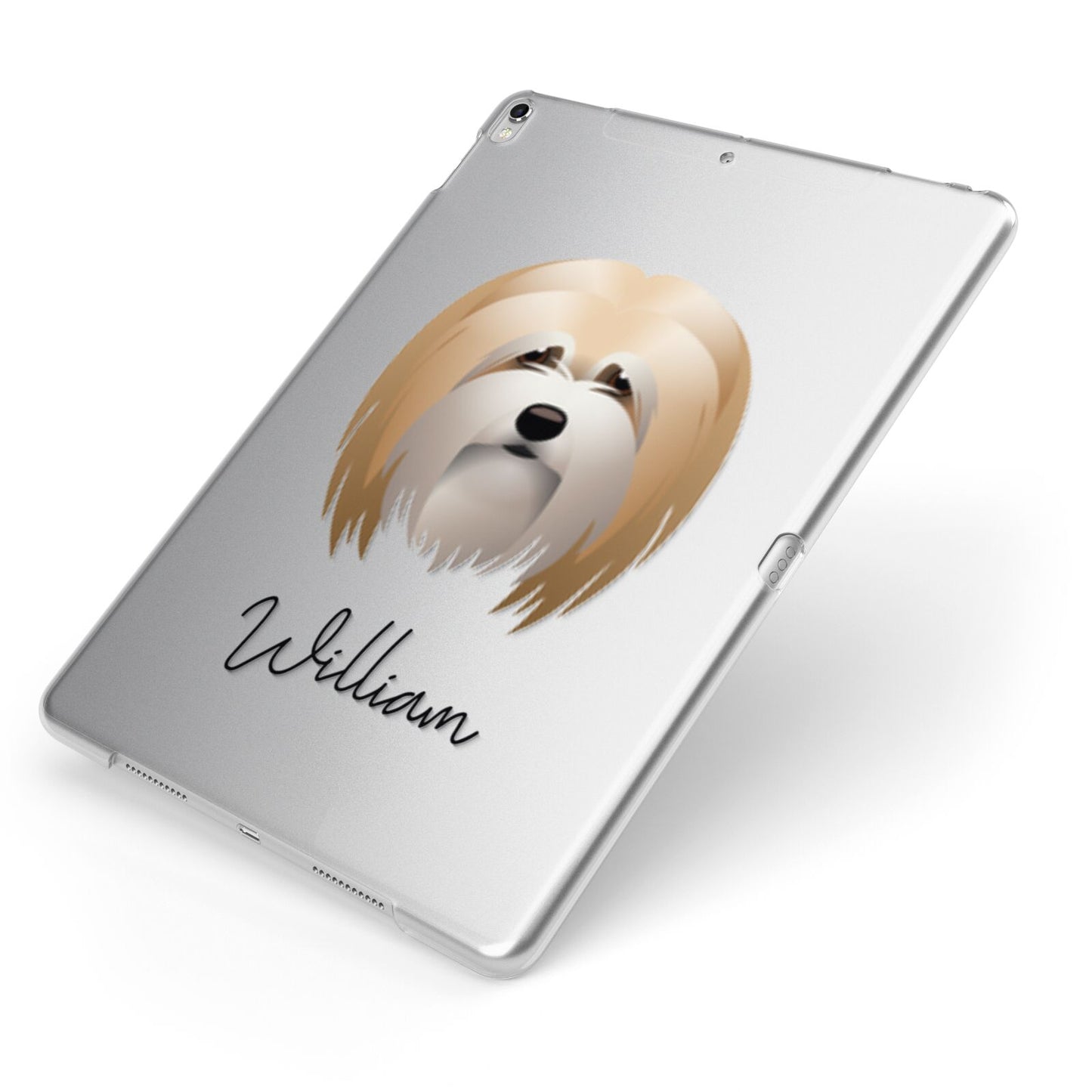 Lhasa Apso Personalised Apple iPad Case on Silver iPad Side View