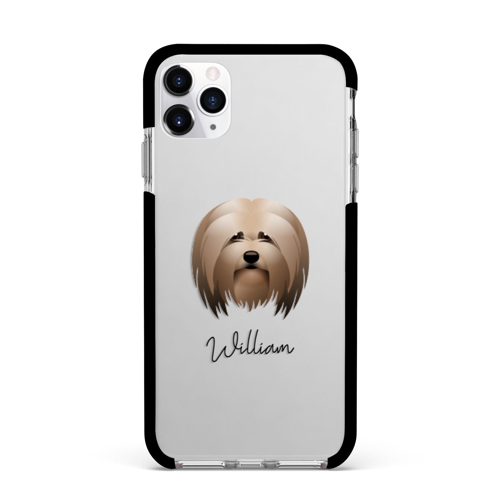 Lhasa Apso Personalised Apple iPhone 11 Pro Max in Silver with Black Impact Case