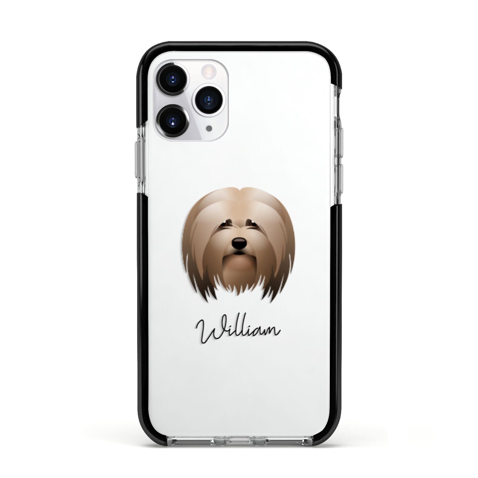 Lhasa Apso Personalised Apple iPhone 11 Pro in Silver with Black Impact Case