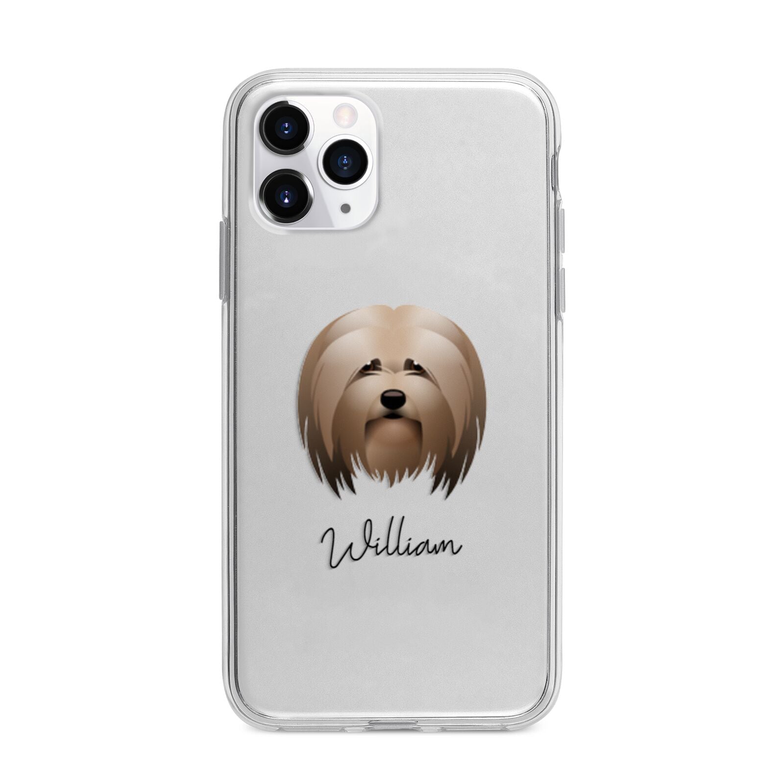 Lhasa Apso Personalised Apple iPhone 11 Pro in Silver with Bumper Case