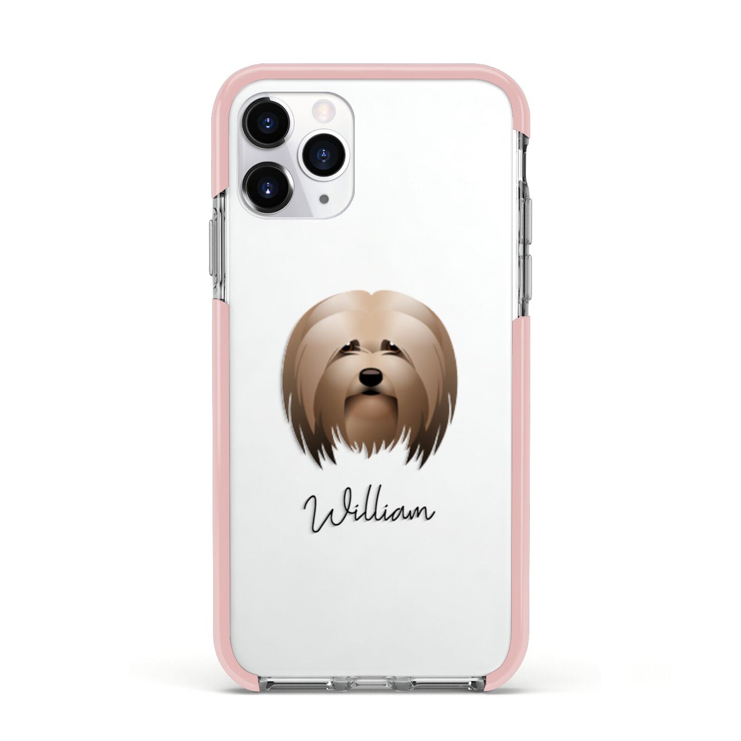 Lhasa Apso Personalised Apple iPhone 11 Pro in Silver with Pink Impact Case