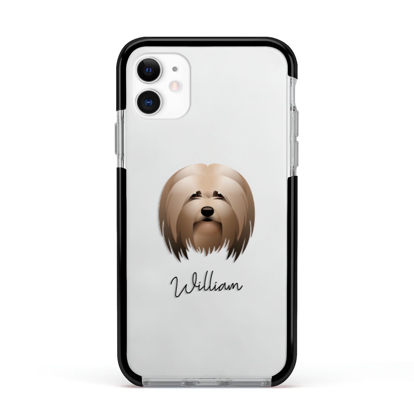 Lhasa Apso Personalised Apple iPhone 11 in White with Black Impact Case