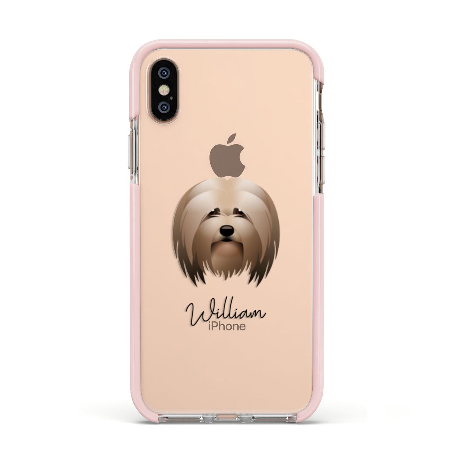Lhasa Apso Personalised Apple iPhone Xs Impact Case Pink Edge on Gold Phone