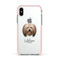 Lhasa Apso Personalised Apple iPhone Xs Impact Case Pink Edge on Silver Phone