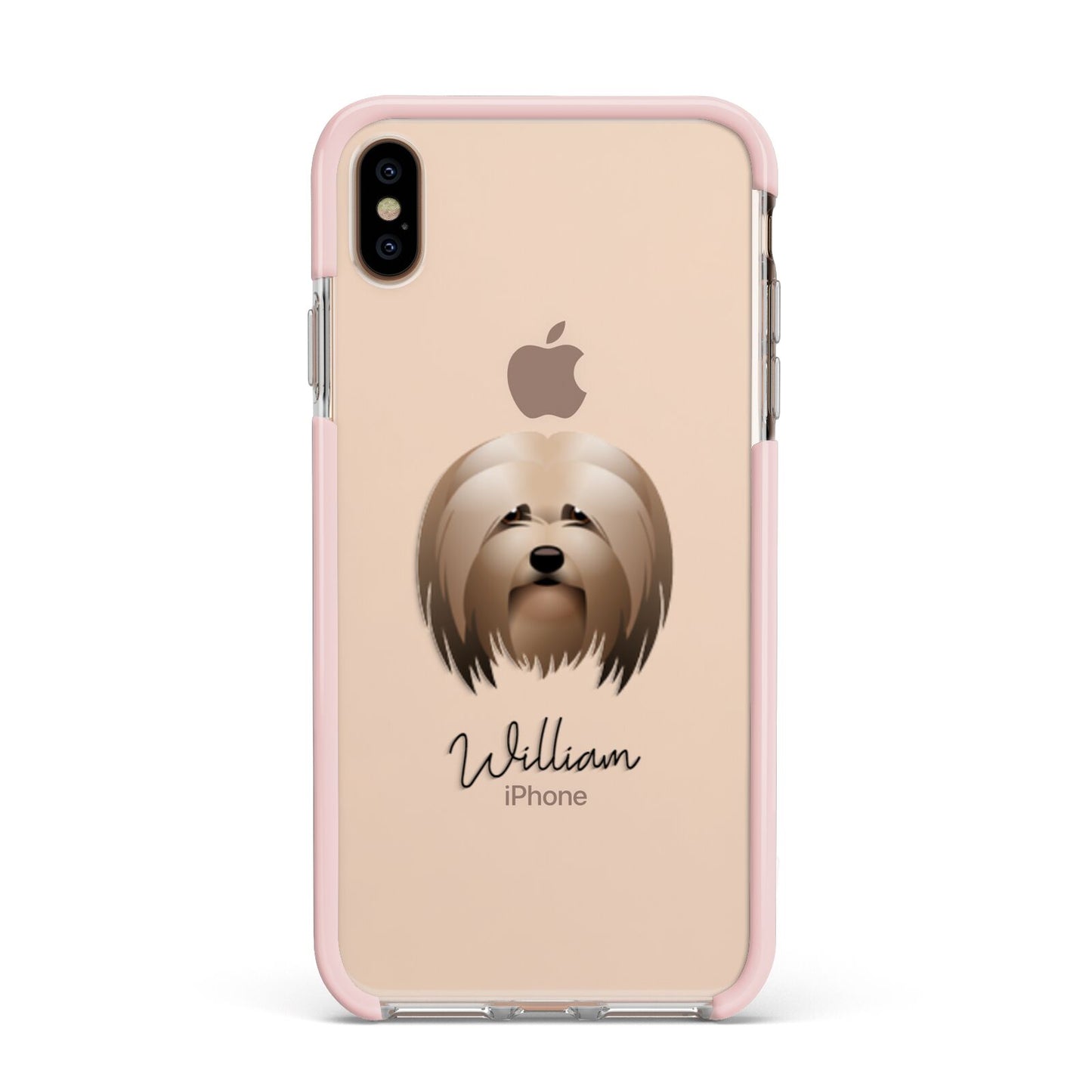 Lhasa Apso Personalised Apple iPhone Xs Max Impact Case Pink Edge on Gold Phone