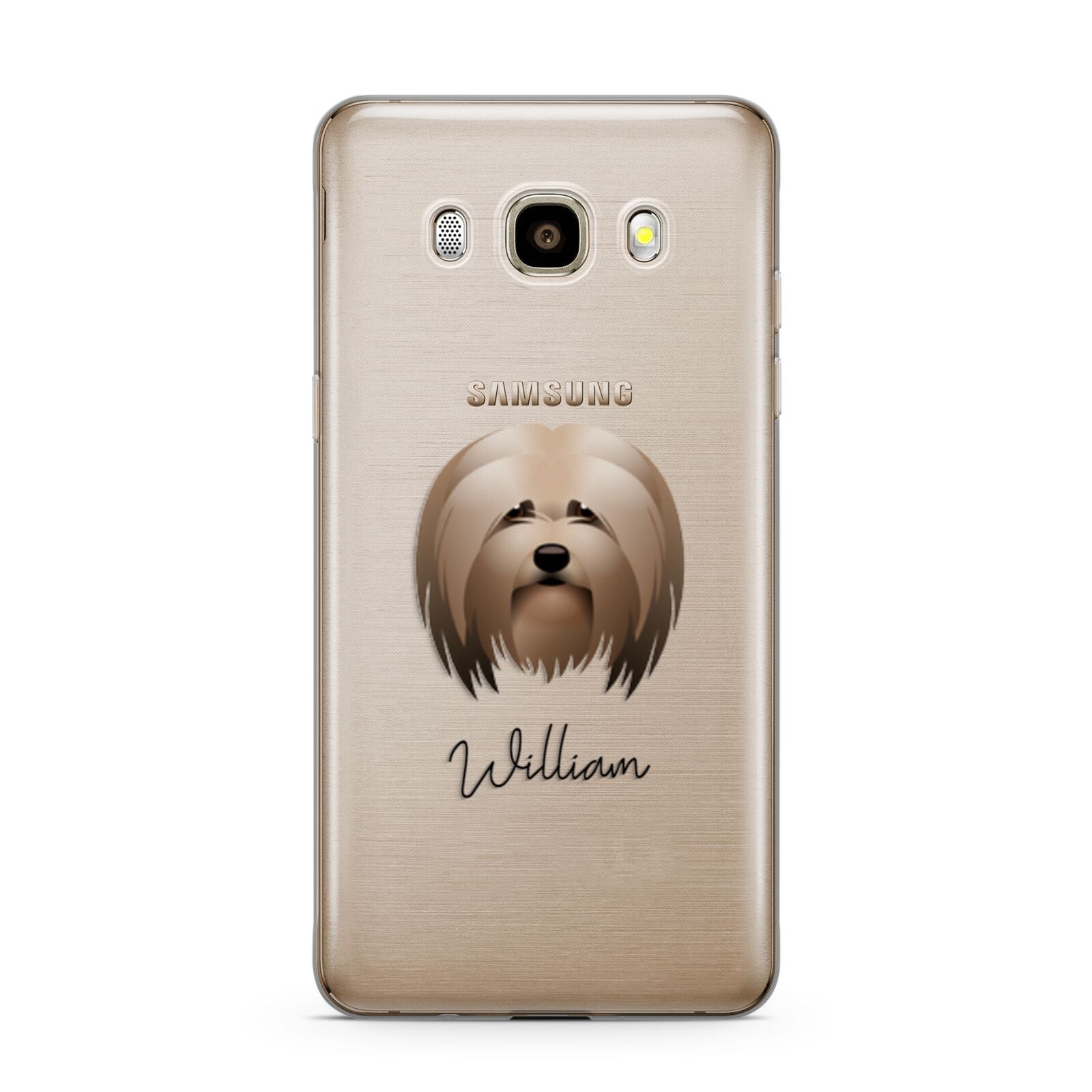 Lhasa Apso Personalised Samsung Galaxy J7 2016 Case on gold phone