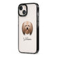 Lhasa Apso Personalised iPhone 13 Black Impact Case Side Angle on Silver phone