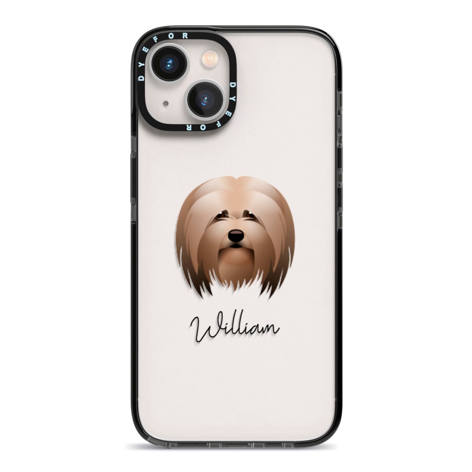 Lhasa Apso Personalised iPhone 13 Black Impact Case on Silver phone