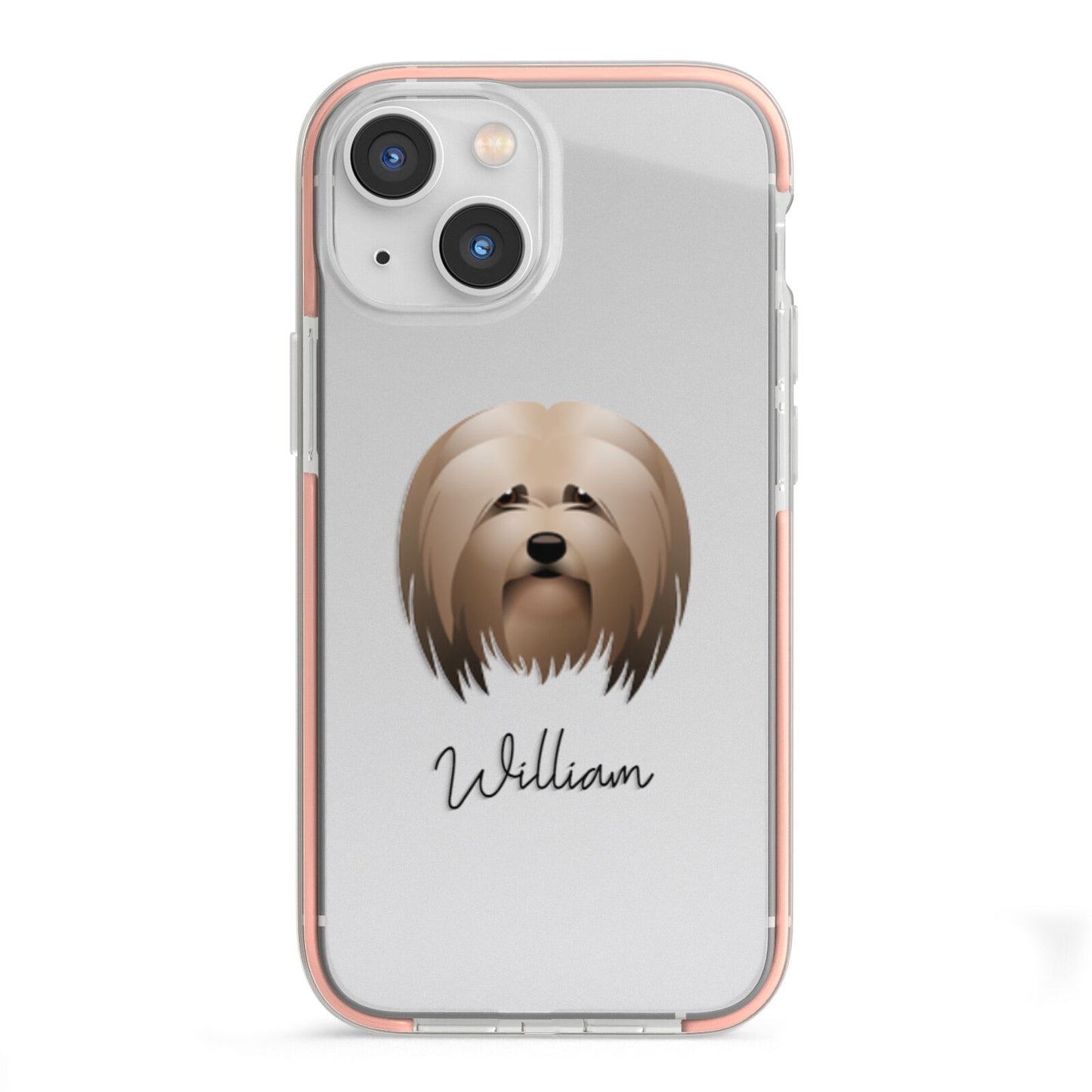 Lhasa Apso Personalised iPhone 13 Mini TPU Impact Case with Pink Edges