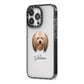 Lhasa Apso Personalised iPhone 13 Pro Black Impact Case Side Angle on Silver phone