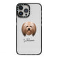Lhasa Apso Personalised iPhone 13 Pro Max Black Impact Case on Silver phone