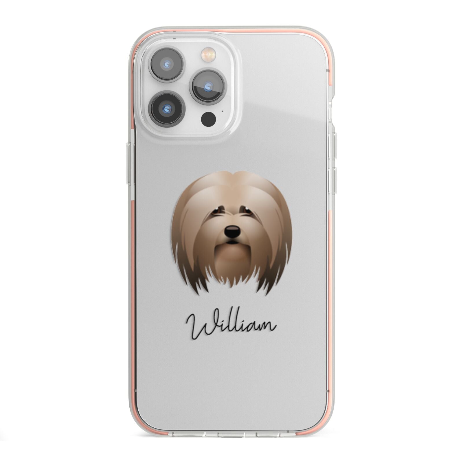 Lhasa Apso Personalised iPhone 13 Pro Max TPU Impact Case with Pink Edges