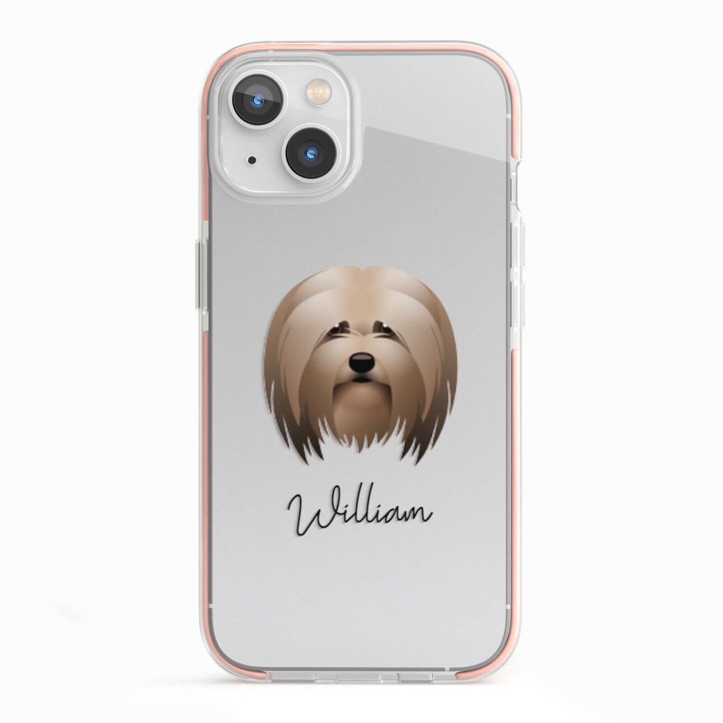 Lhasa Apso Personalised iPhone 13 TPU Impact Case with Pink Edges