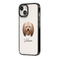 Lhasa Apso Personalised iPhone 14 Black Impact Case Side Angle on Silver phone