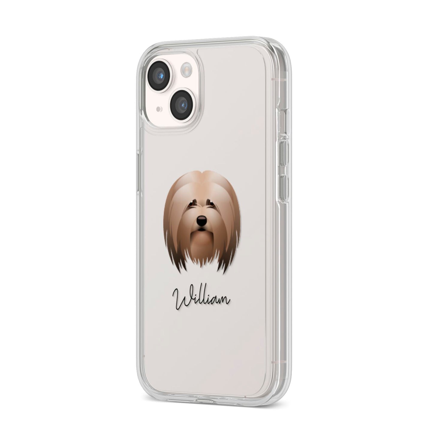 Lhasa Apso Personalised iPhone 14 Clear Tough Case Starlight Angled Image