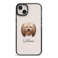 Lhasa Apso Personalised iPhone 14 Plus Black Impact Case on Silver phone