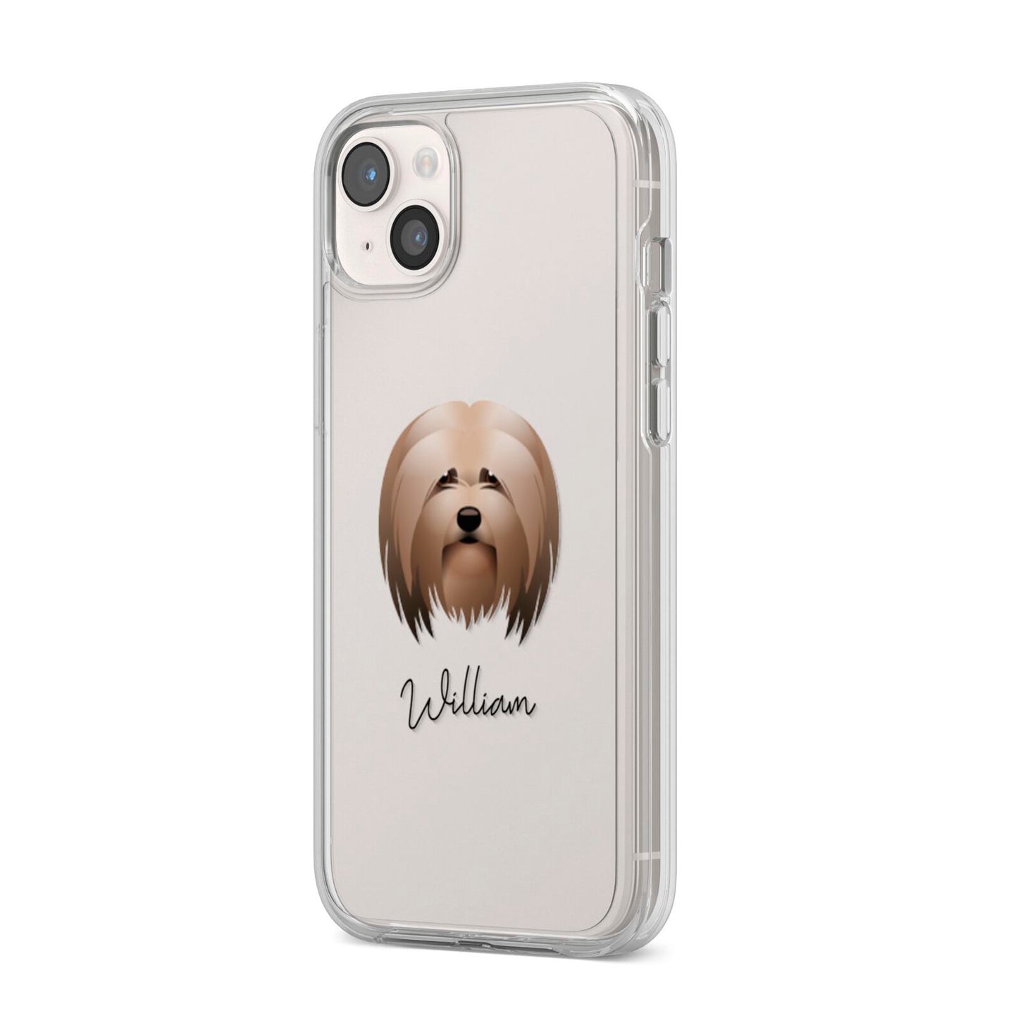 Lhasa Apso Personalised iPhone 14 Plus Clear Tough Case Starlight Angled Image