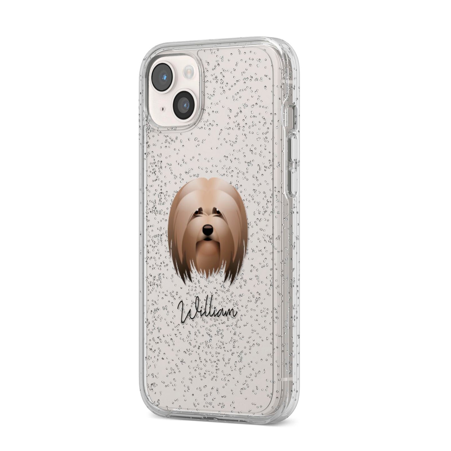 Lhasa Apso Personalised iPhone 14 Plus Glitter Tough Case Starlight Angled Image