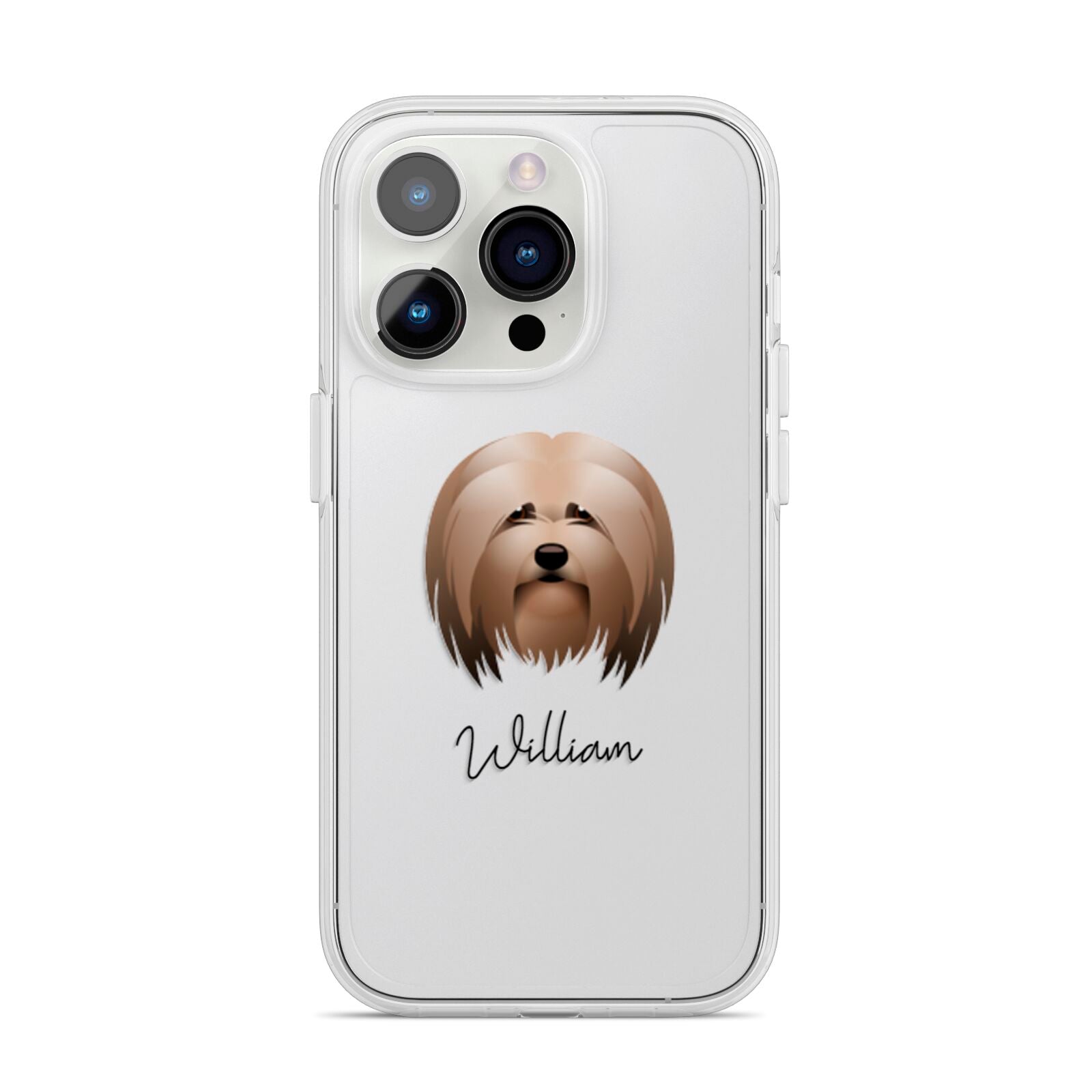 Lhasa Apso Personalised iPhone 14 Pro Clear Tough Case Silver